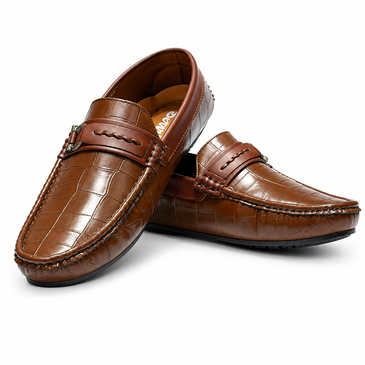 🤎 Classic Brown Crocodile Loafers