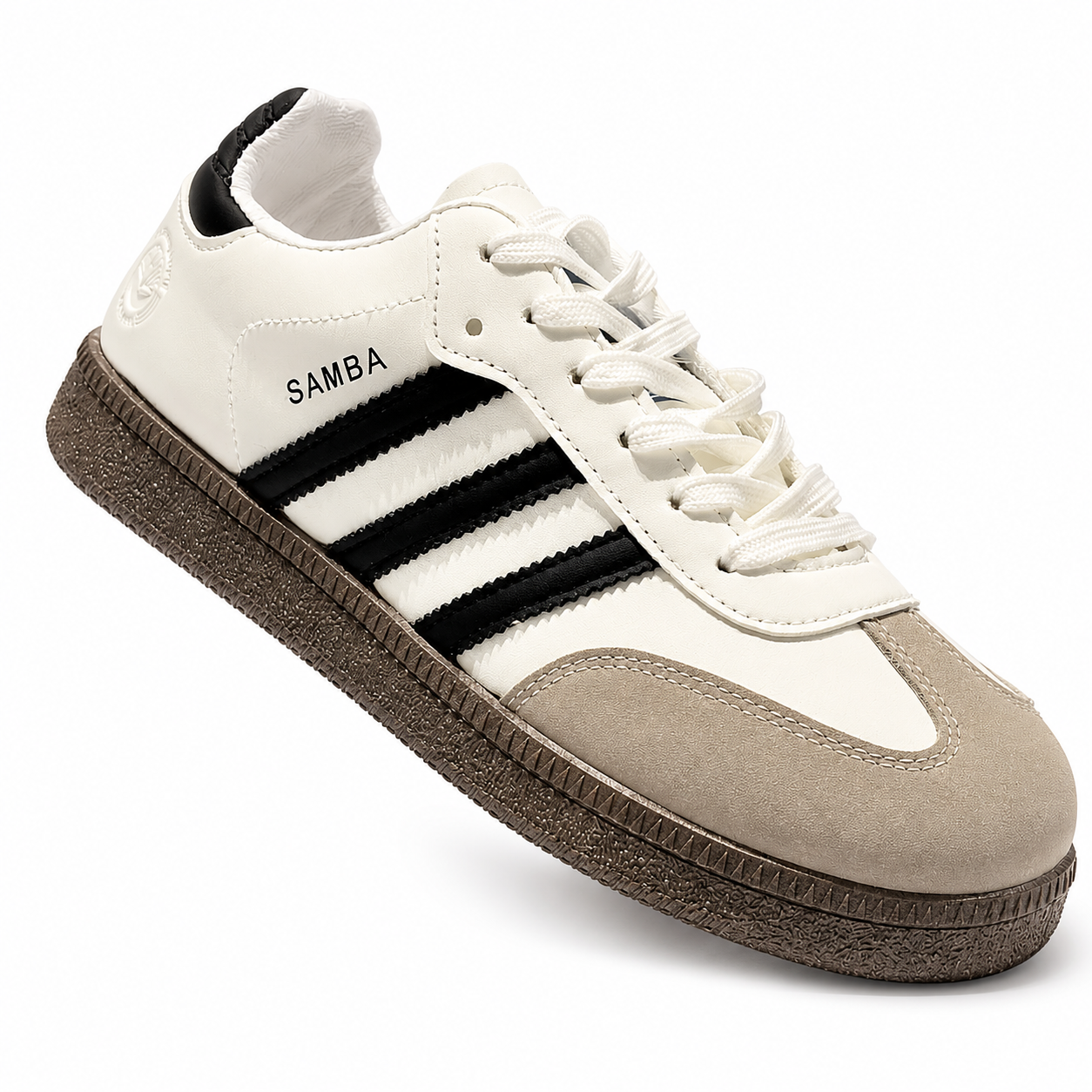 Men’s Samba Classic Sneakers – White & Black with Gum Sole