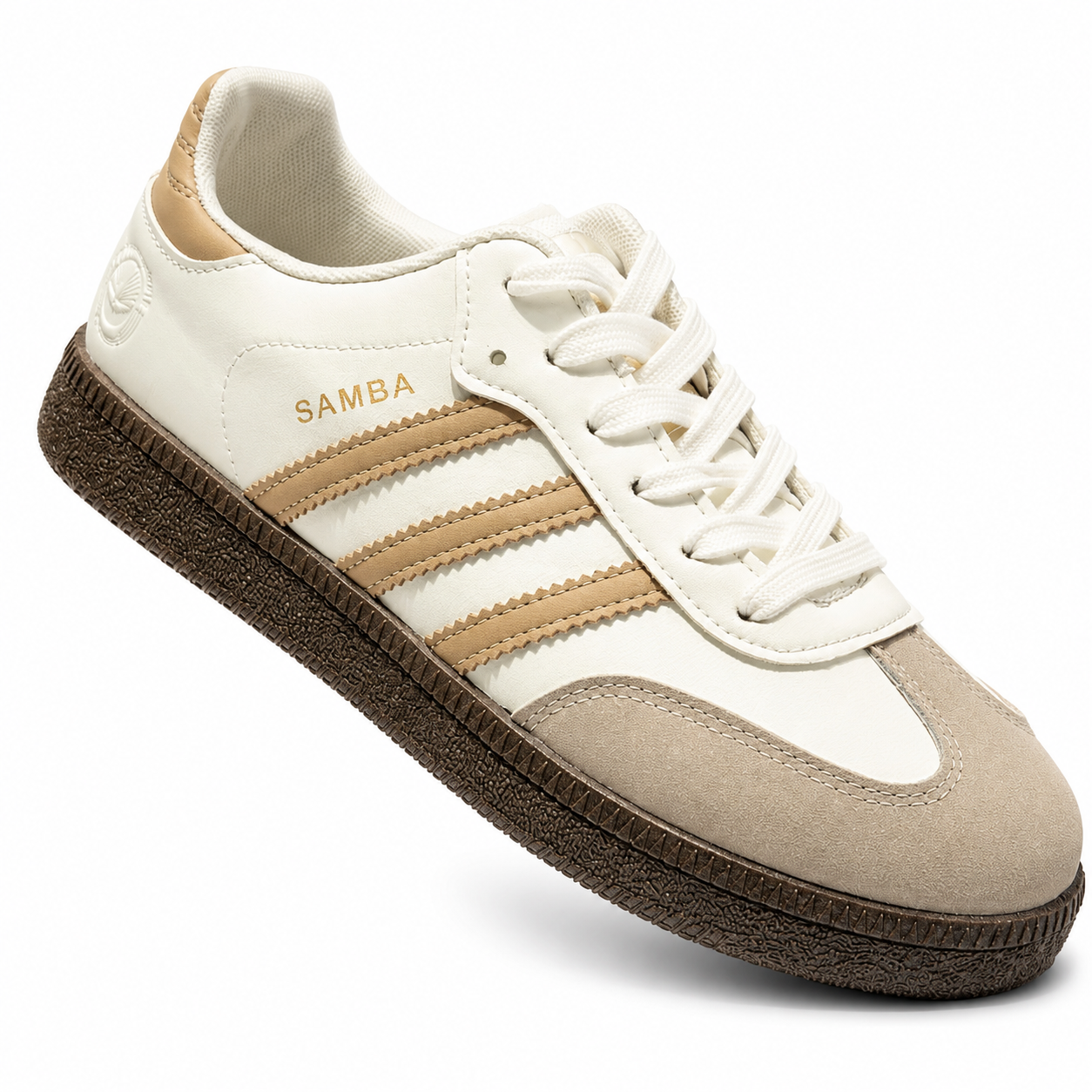 Men’s Samba Classic Sneakers – White & Black with Gum Sole