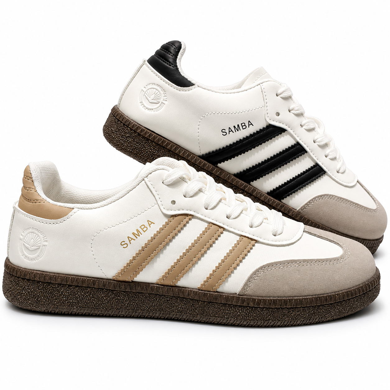 Men’s Samba Classic Sneakers – White & Black with Gum Sole