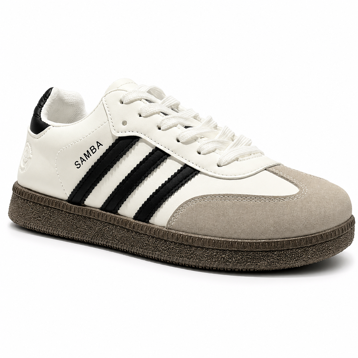 Men’s Samba Classic Sneakers – White & Black with Gum Sole