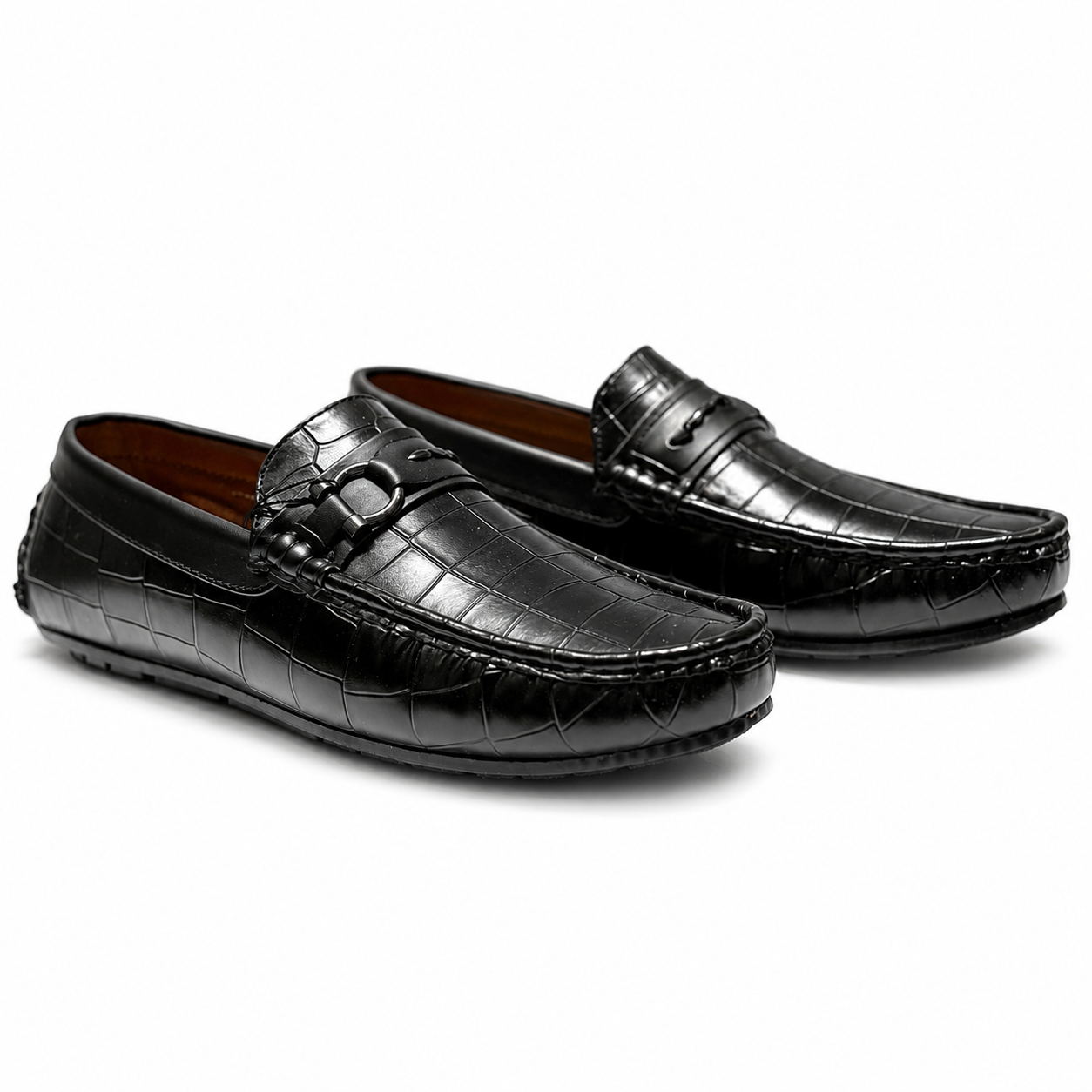 🖤 Classic Black Crocodile Loafers