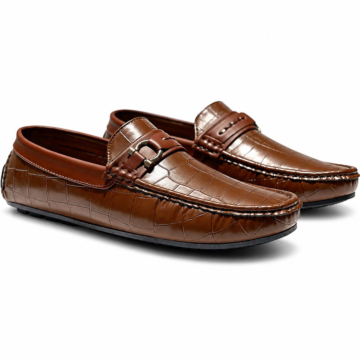 🤎 Classic Brown Crocodile Loafers