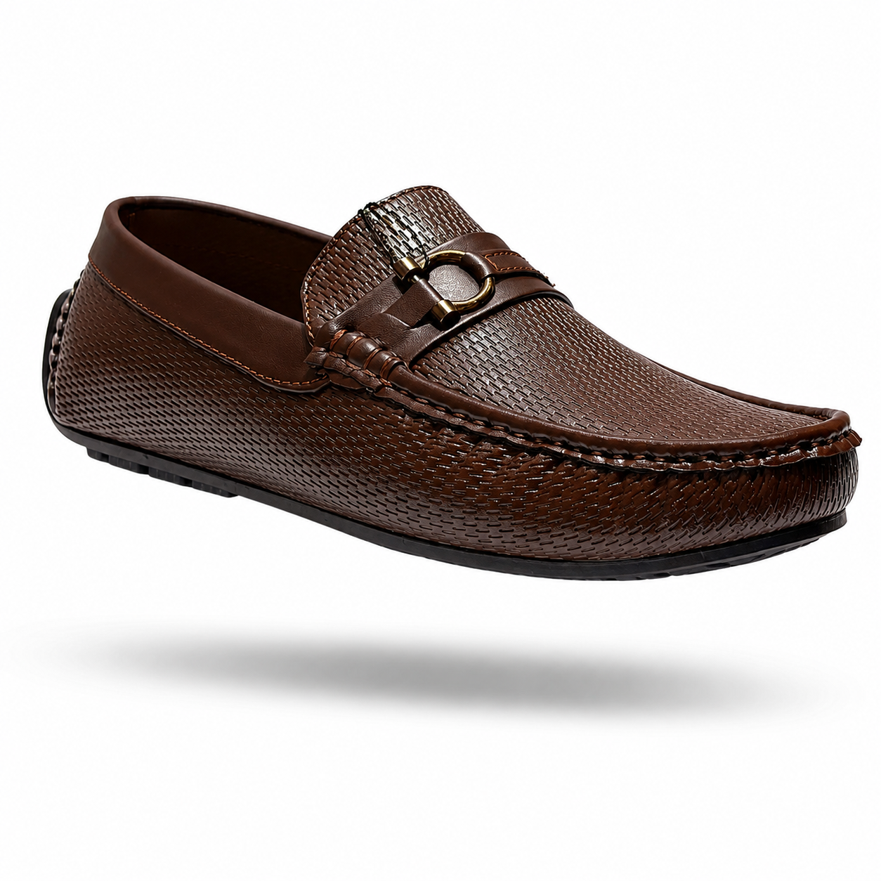Premium Textured Brown Leather Loafers
