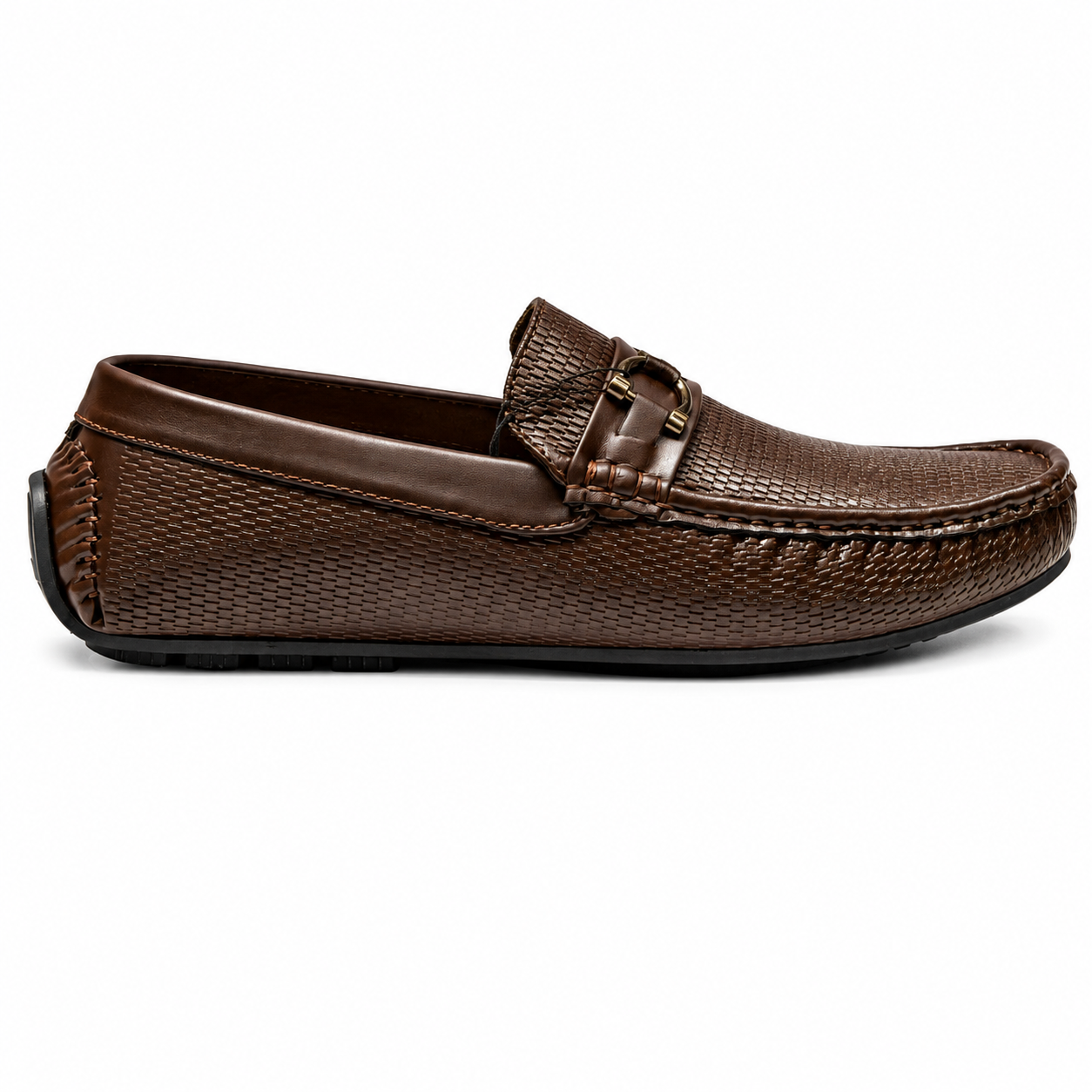 Premium Textured Brown Leather Loafers