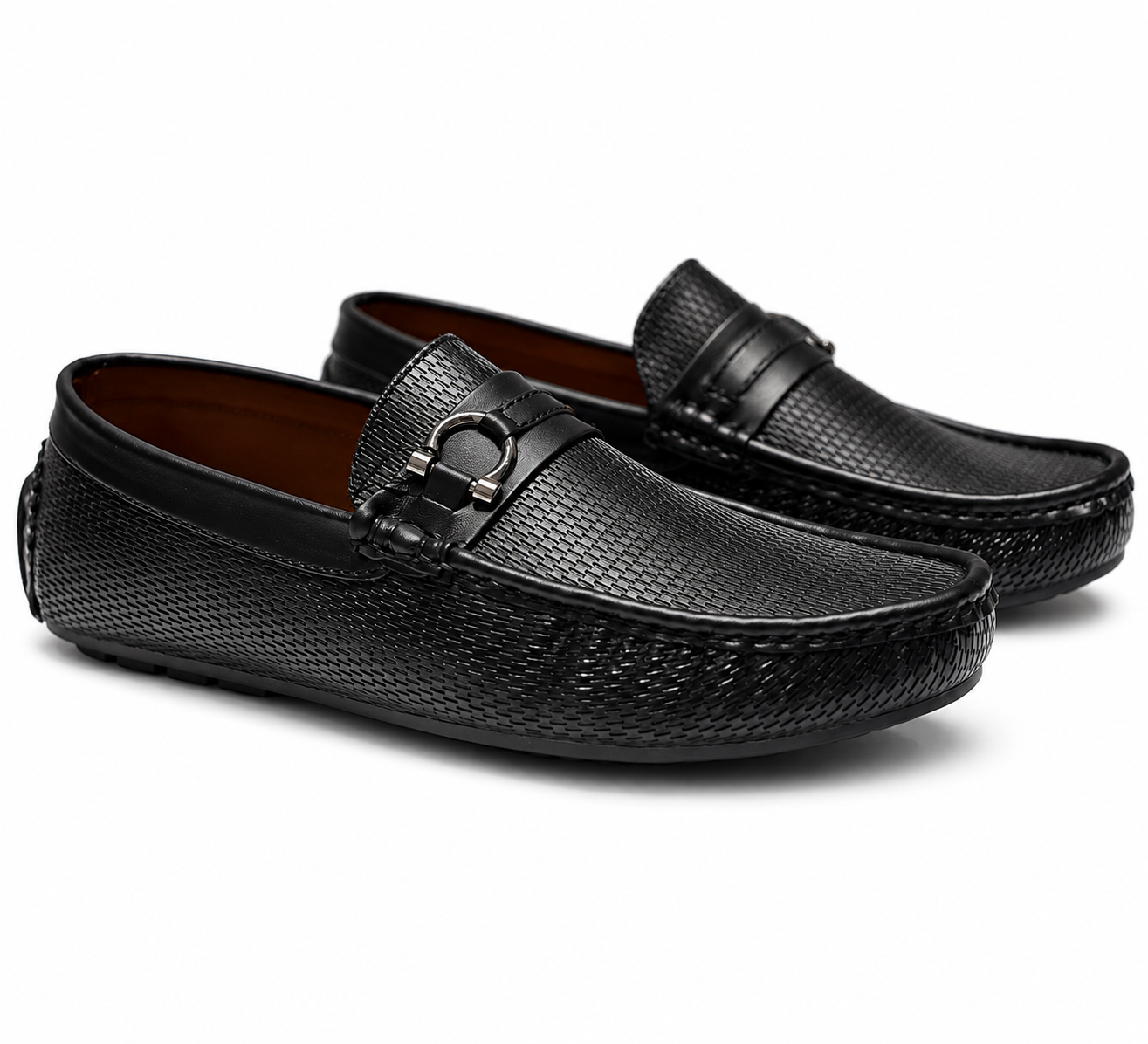 Premium Black Textured Casual Loafers