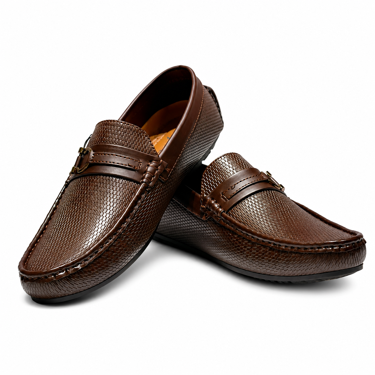 Premium Textured Brown Leather Loafers