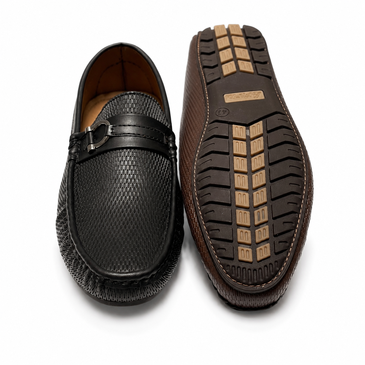 Premium Black Textured Casual Loafers