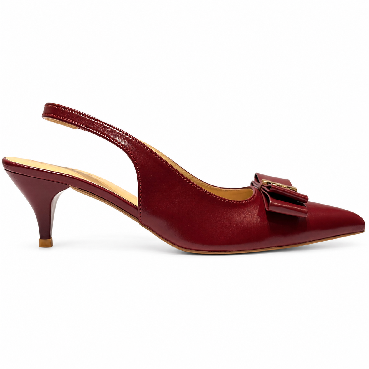 Burgundy Bow Slingback Heels