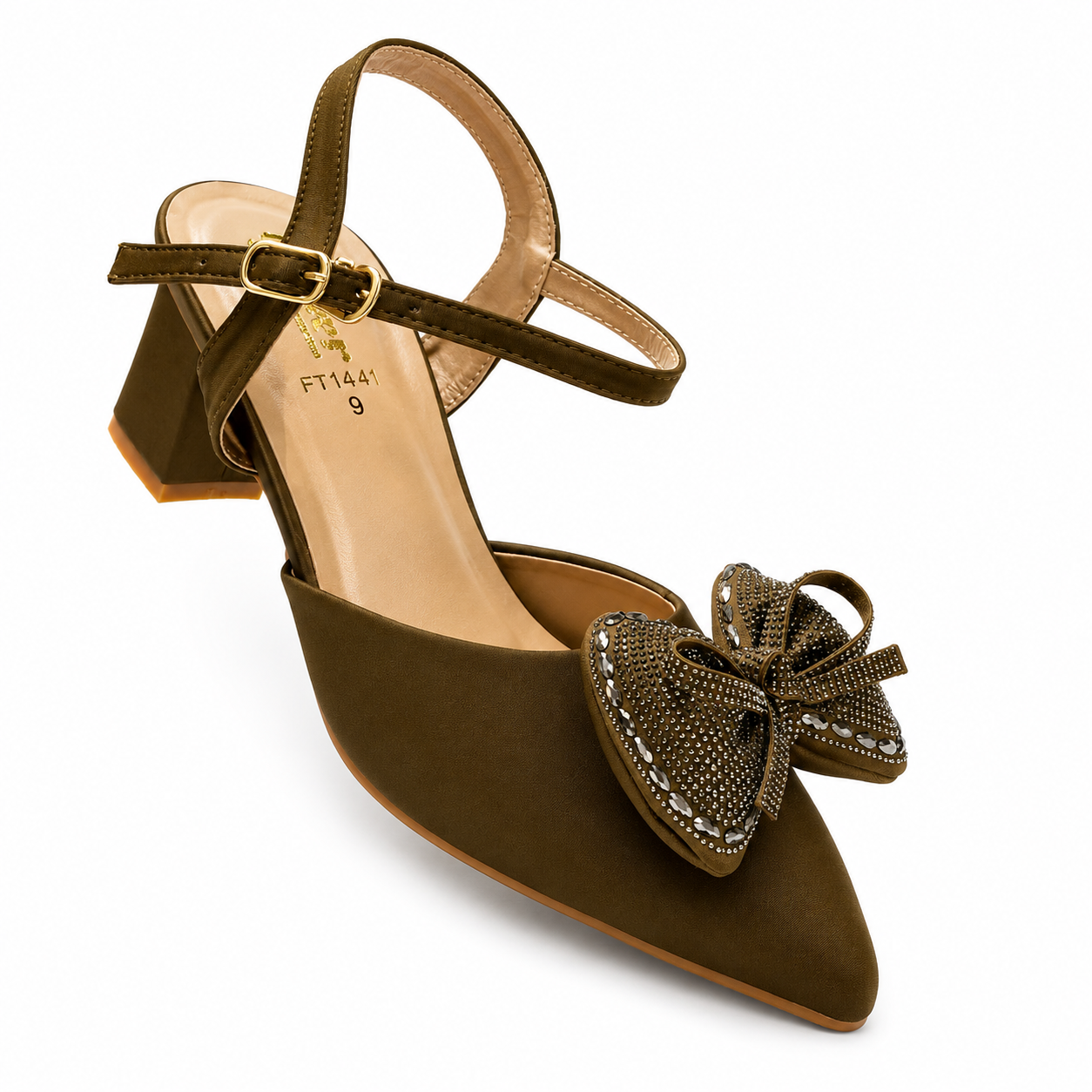 ✨ Elegant Embellished Bow Slingback Heels
