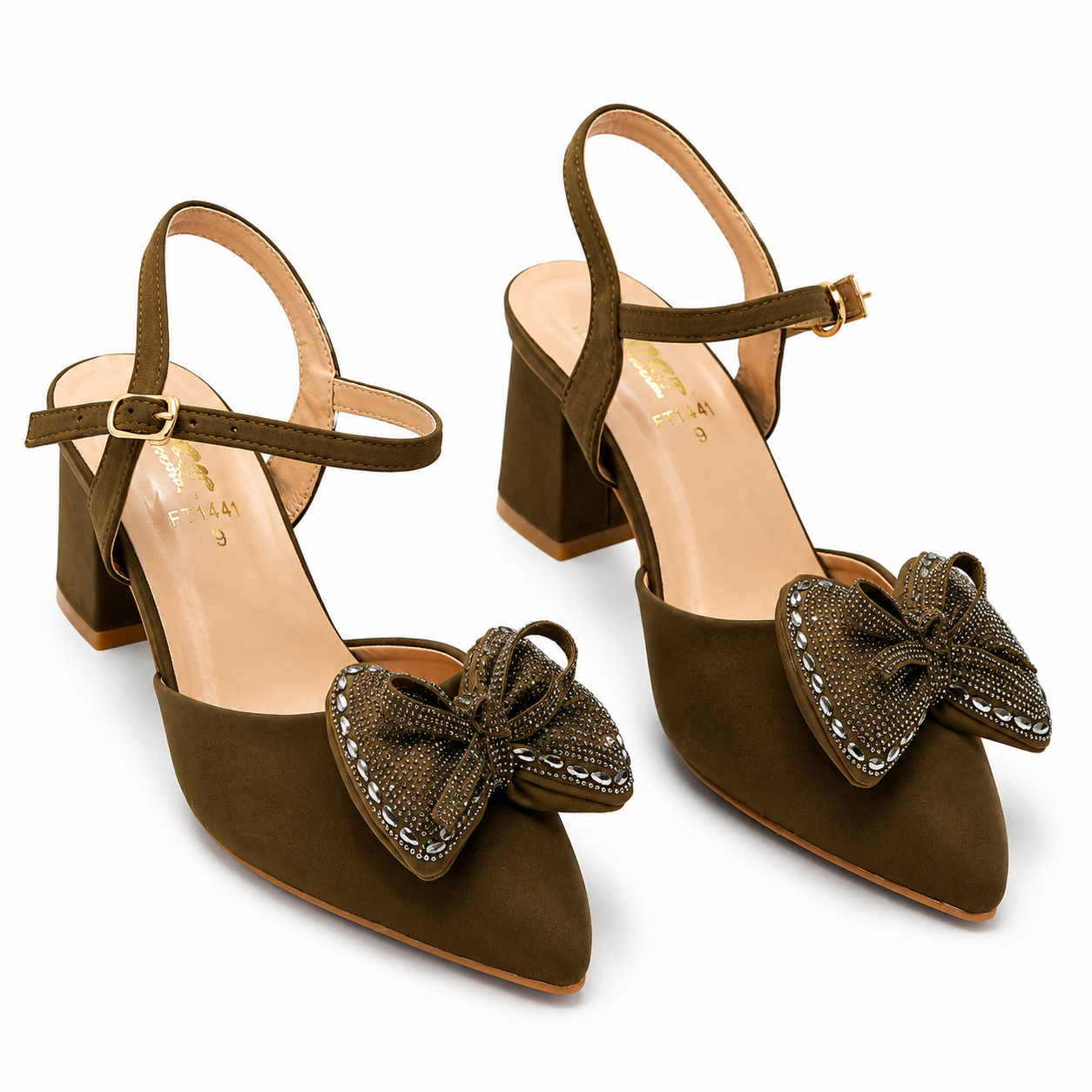 ✨ Elegant Embellished Bow Slingback Heels