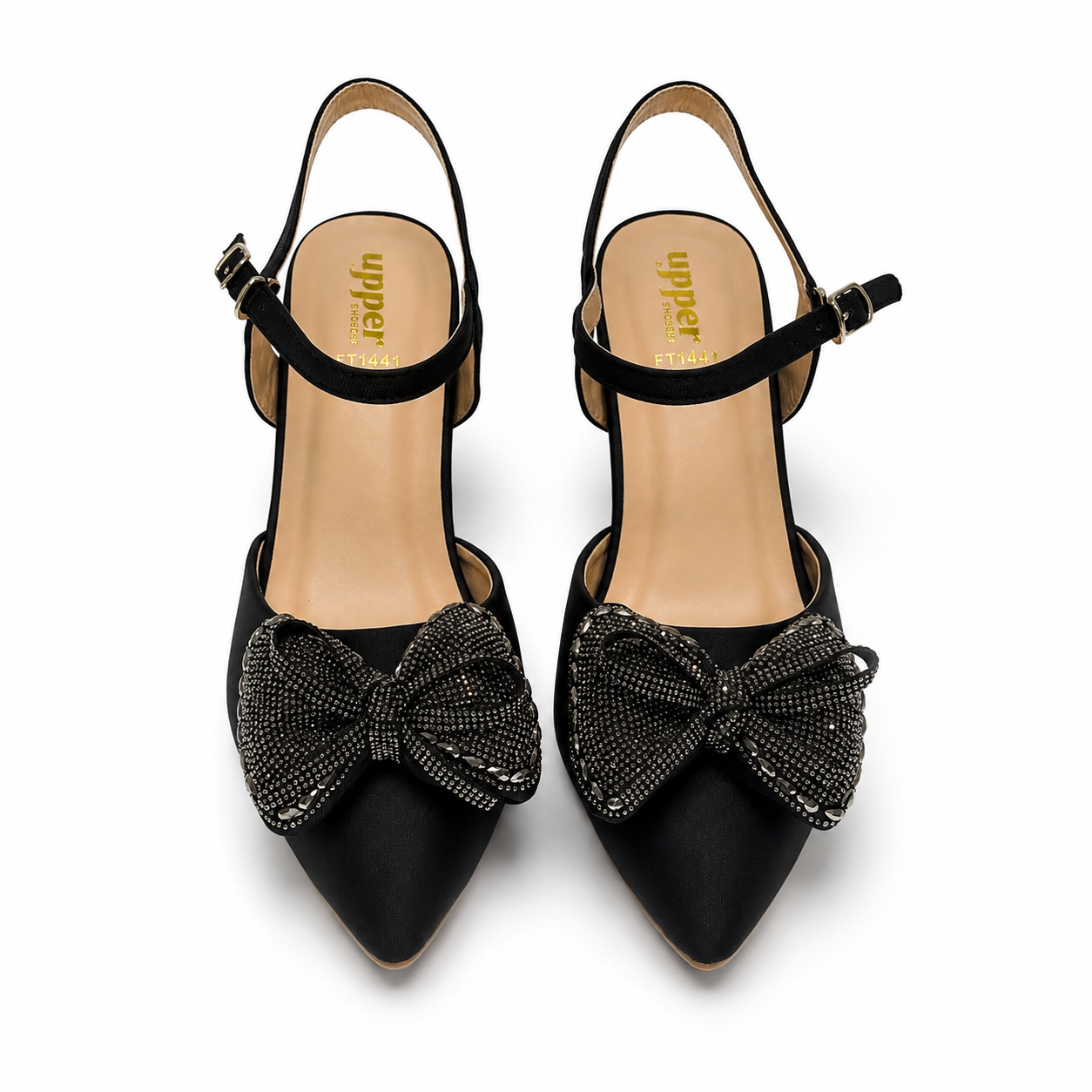 ✨ Elegant Embellished Bow Slingback Heels