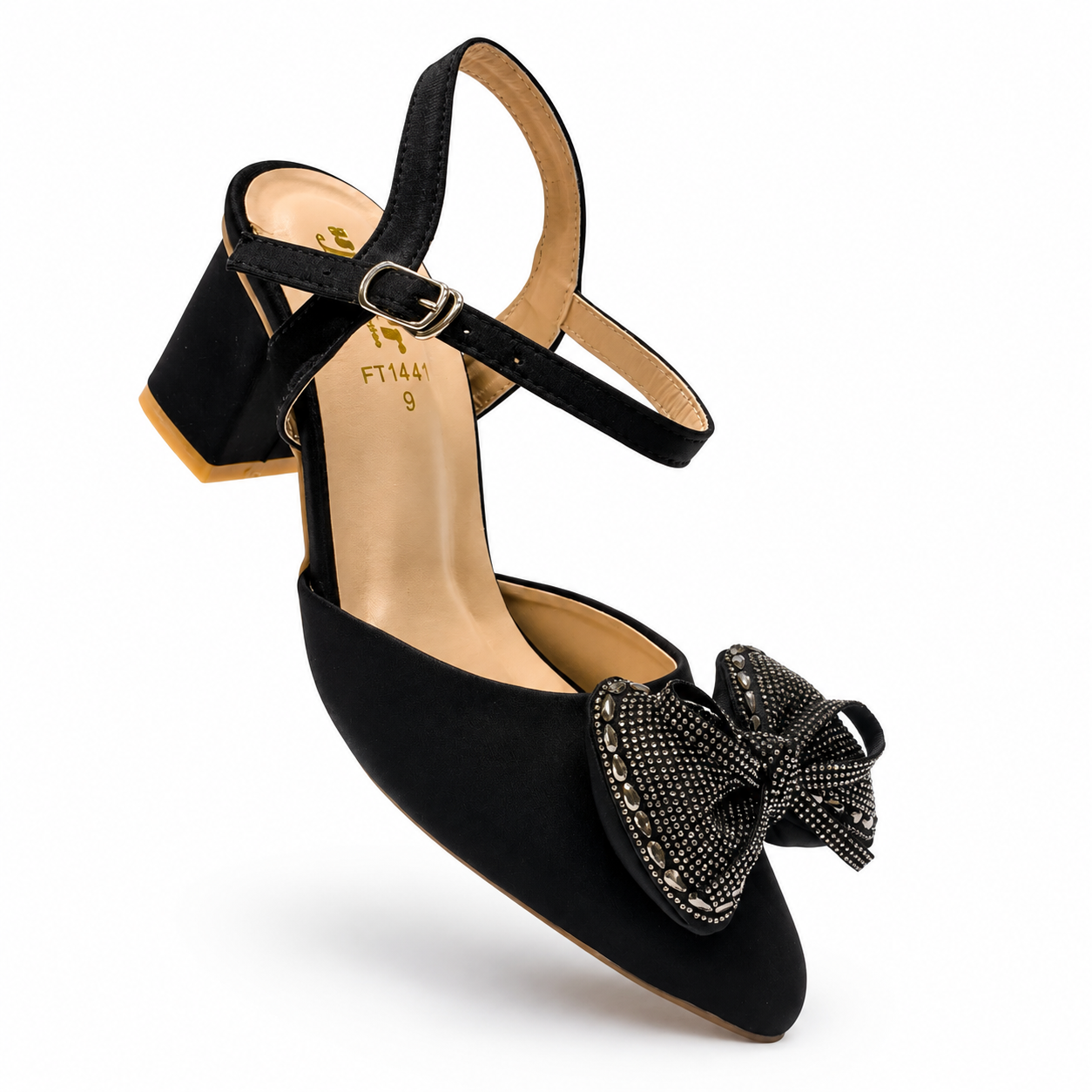 ✨ Elegant Embellished Bow Slingback Heels