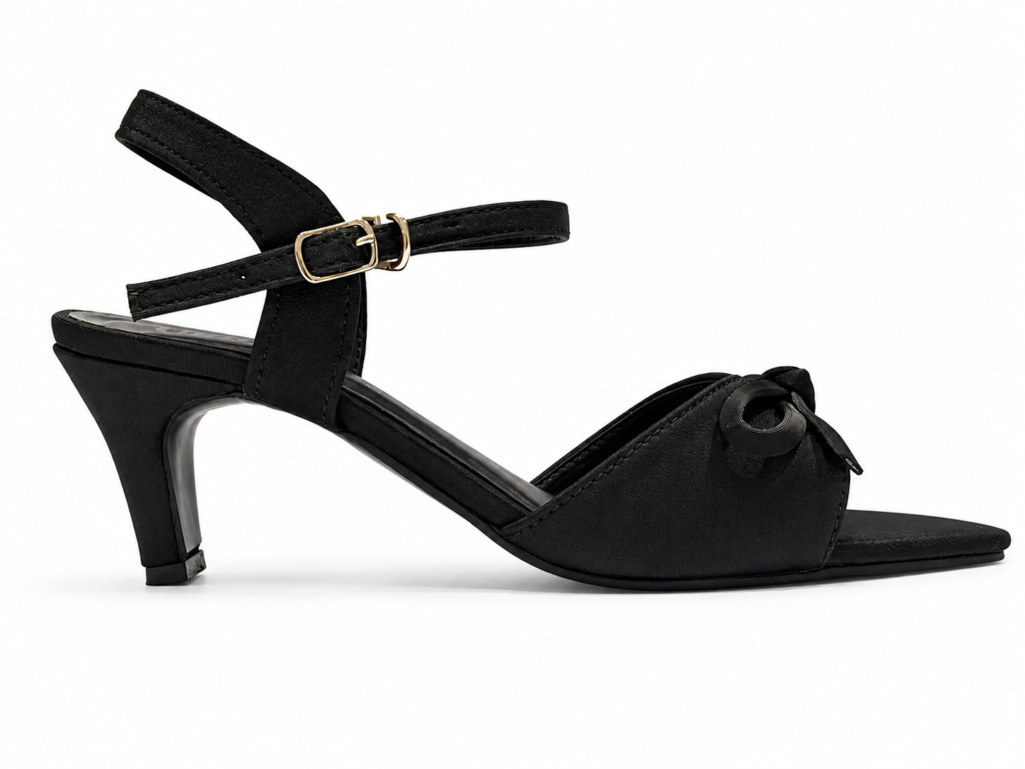 Black Bow Detail Pointed-Toe Heels