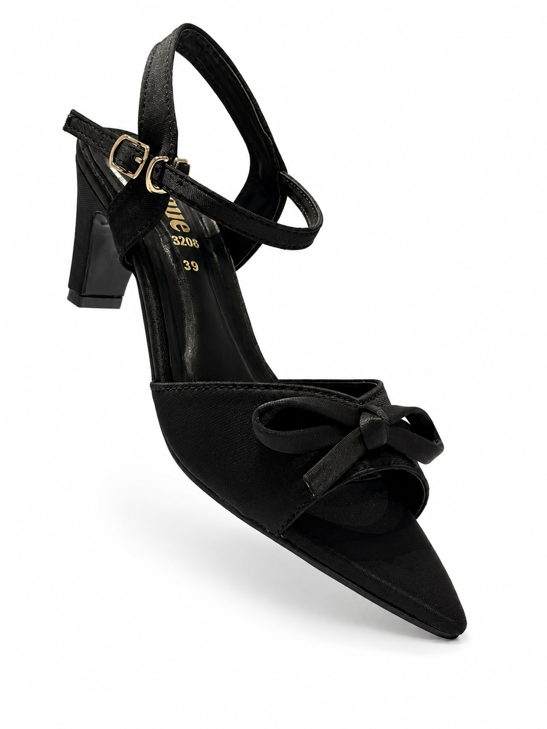 Black Bow Detail Pointed-Toe Heels