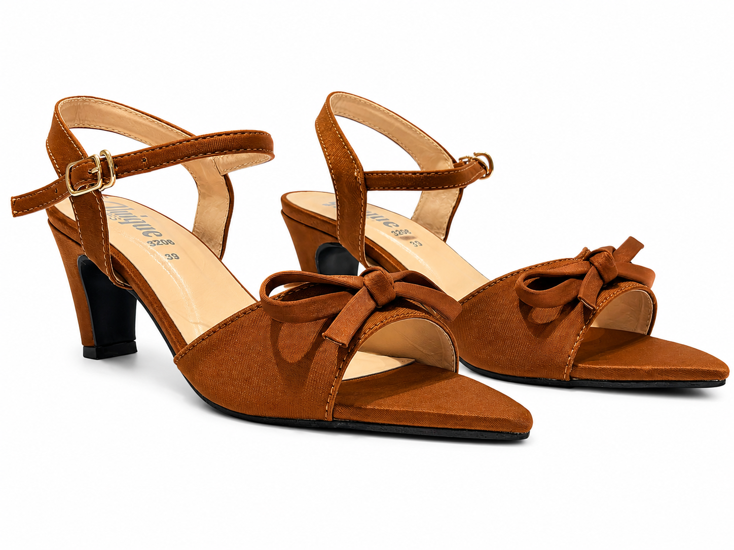 Mocha Bow Pointed-Toe Heels