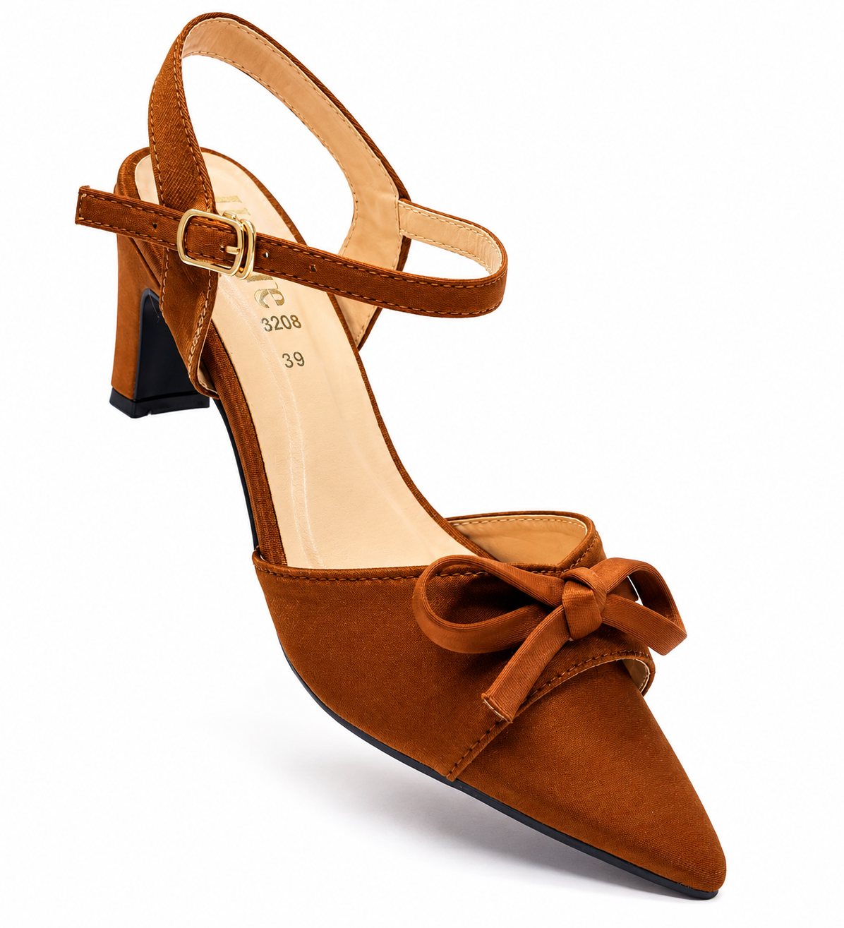 Mocha Bow Pointed-Toe Heels