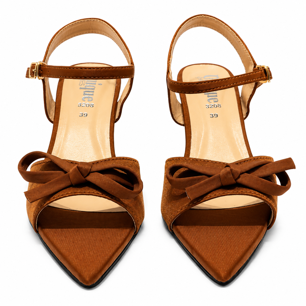 Mocha Bow Pointed-Toe Heels