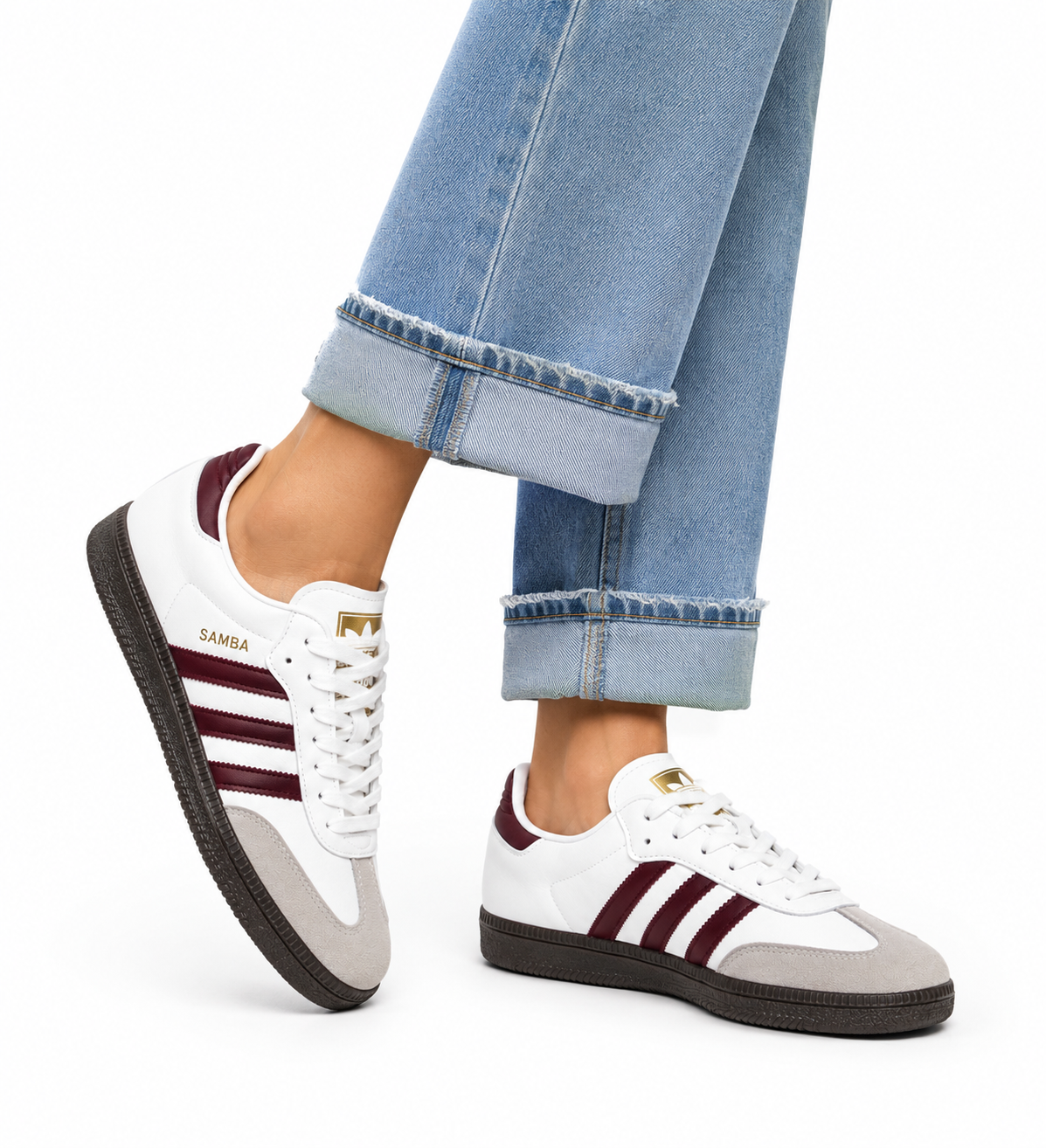 Classic White & Burgundy Retro Sneakers