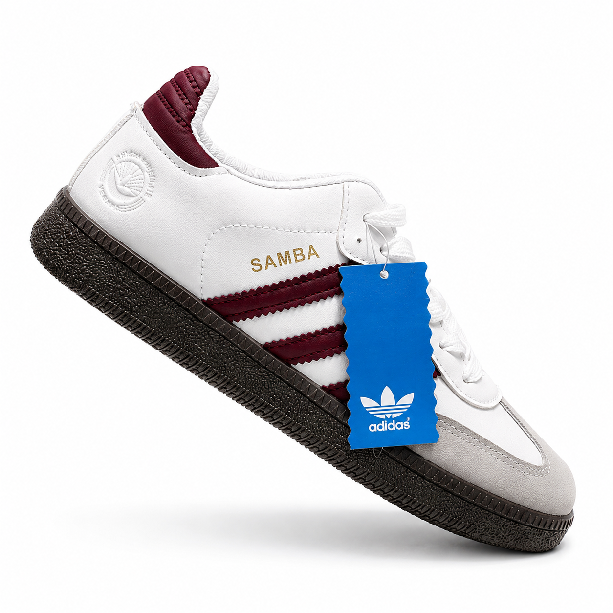 Classic White & Burgundy Retro Sneakers