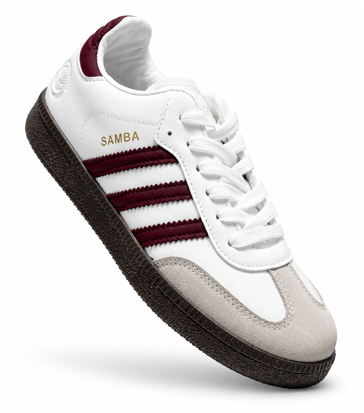 Classic White & Burgundy Retro Sneakers