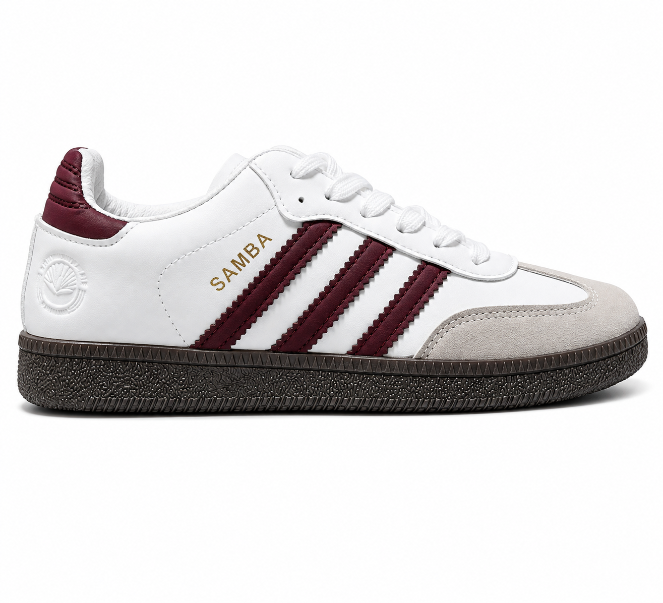 Classic White & Burgundy Retro Sneakers