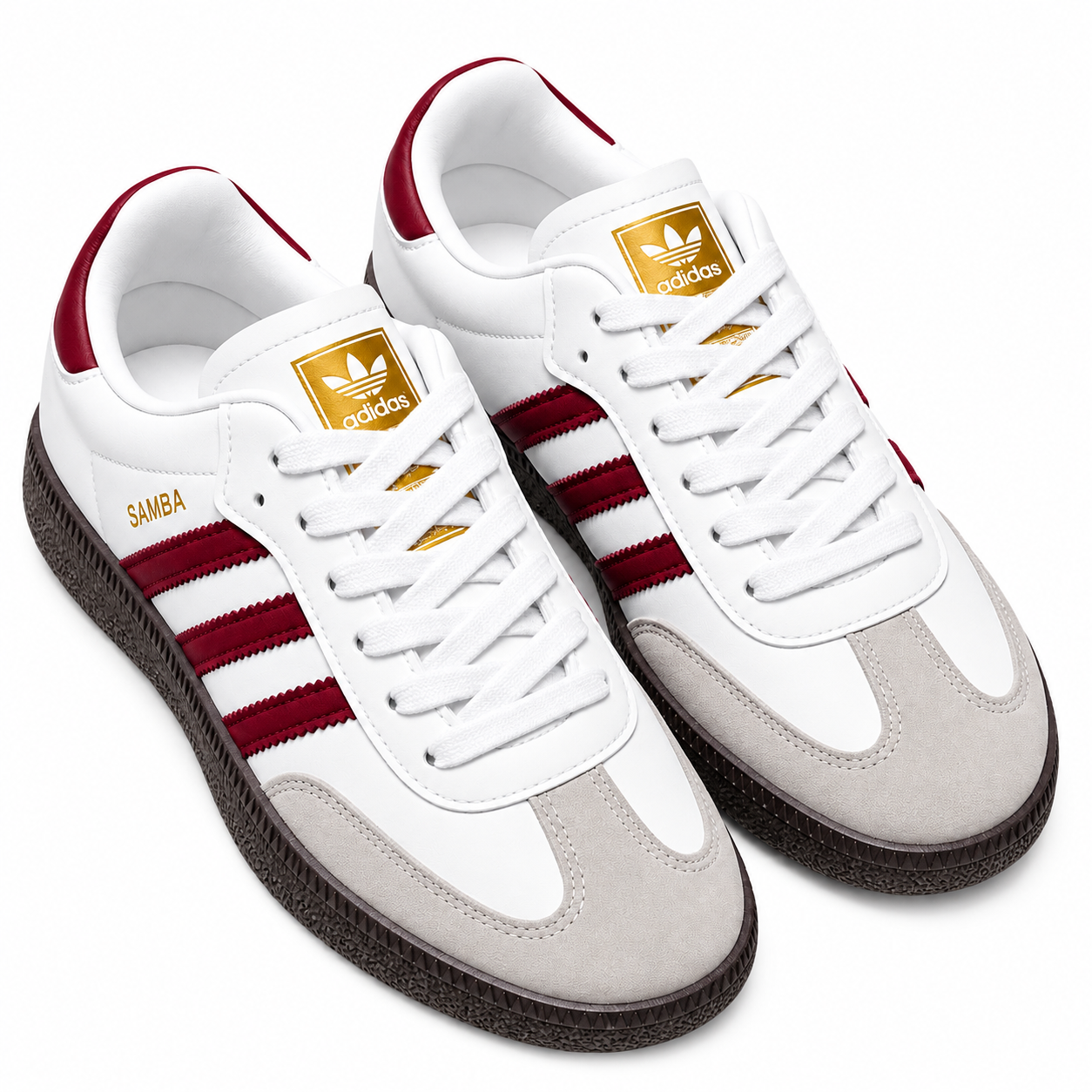 Classic White & Burgundy Retro Sneakers