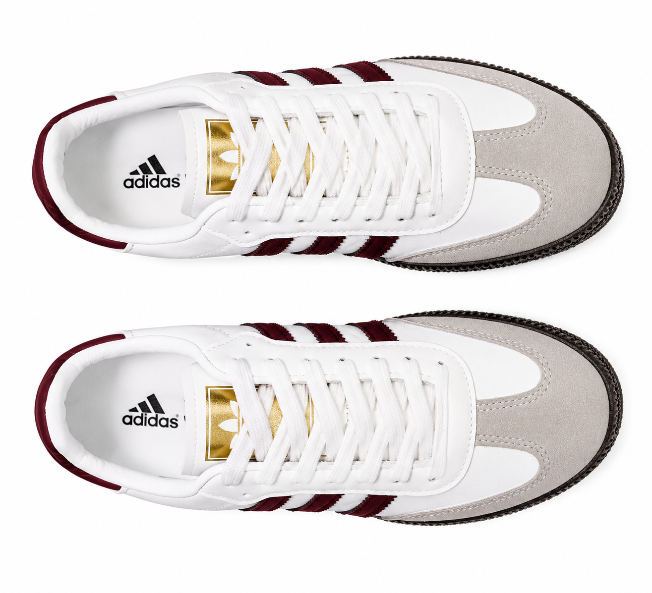 Classic White & Burgundy Retro Sneakers